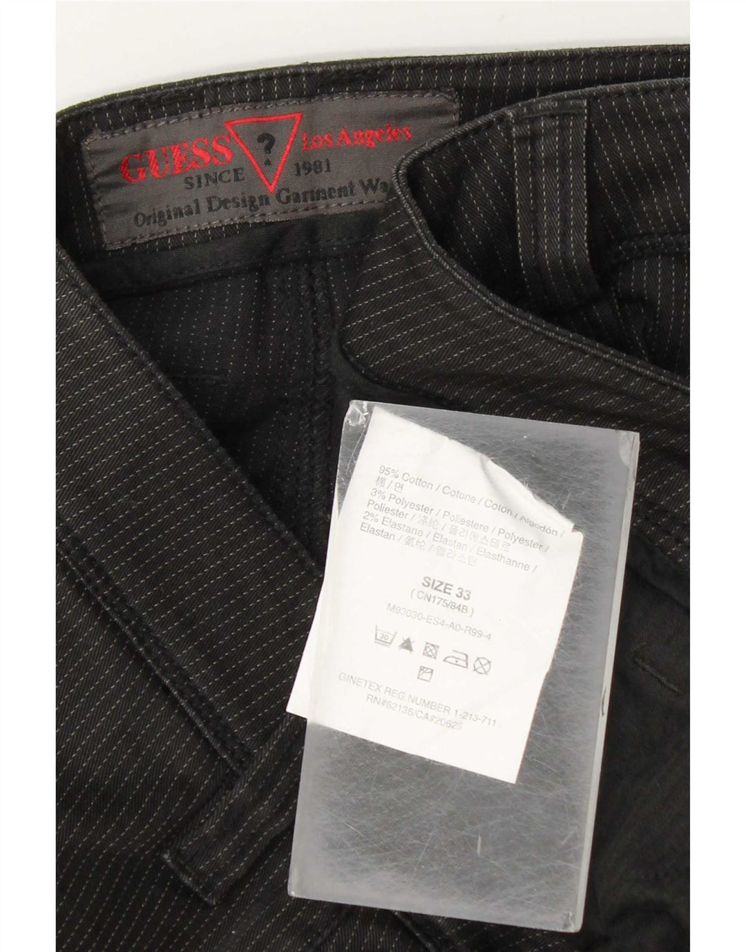 Guess Straight Jeans til mænd W33 L32 sort stribet bomuld