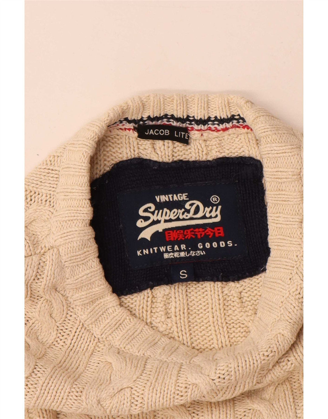 Superdry Herre sweater med rund hals, lille beige bomuld