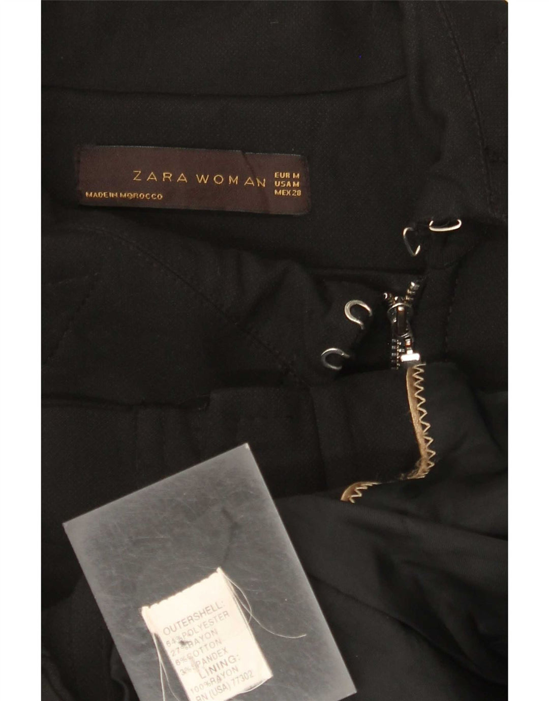 Zara Womens Biker Jacket UK 12 Medium Black Polyester