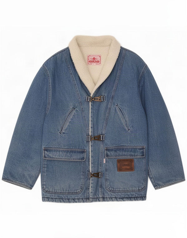 Vintage Sherpa Duffel denimjakke til mænd UK 38 Medium Blue Cotton
