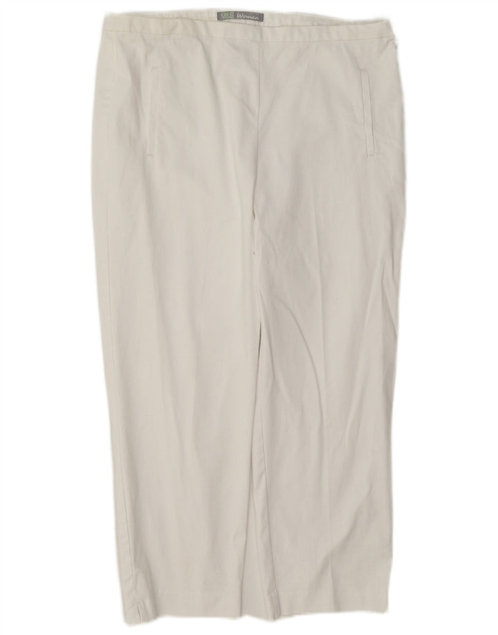 Marks & Spencer Dame Capri Bukser UK 12 Medium W30 L21 Hvid Bomuld