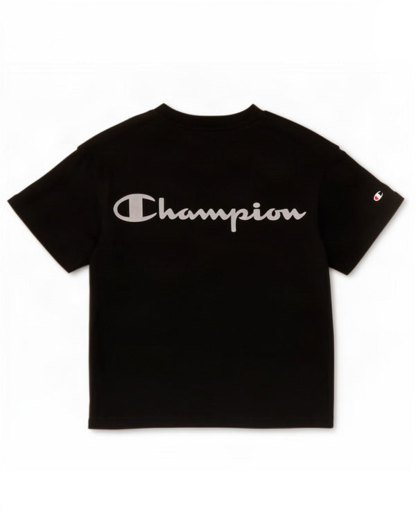 Champion Womens Crop Graphic T-Shirt Top UK 10 Small Black