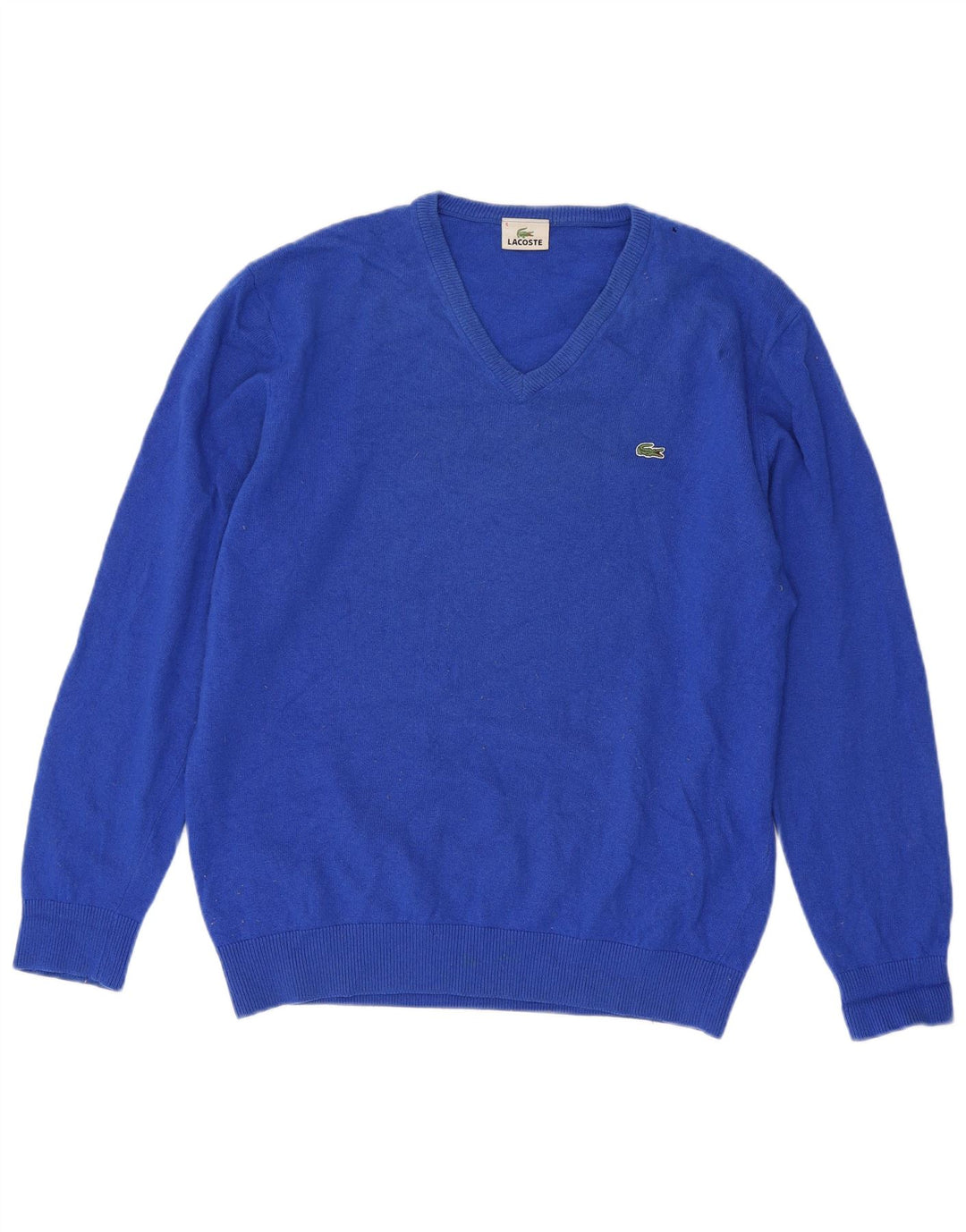 Lacoste Herre V-hals sweater str. 6 XL Blå Virgin Wool