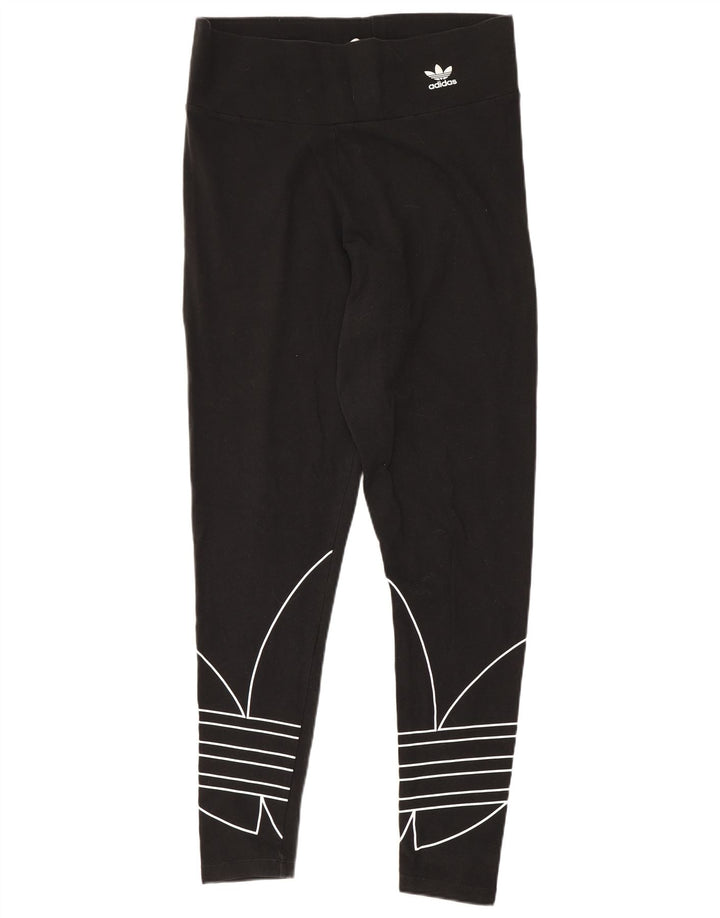 Adidas Dame Grafiske Leggings UK 16 Large Black Bomuld