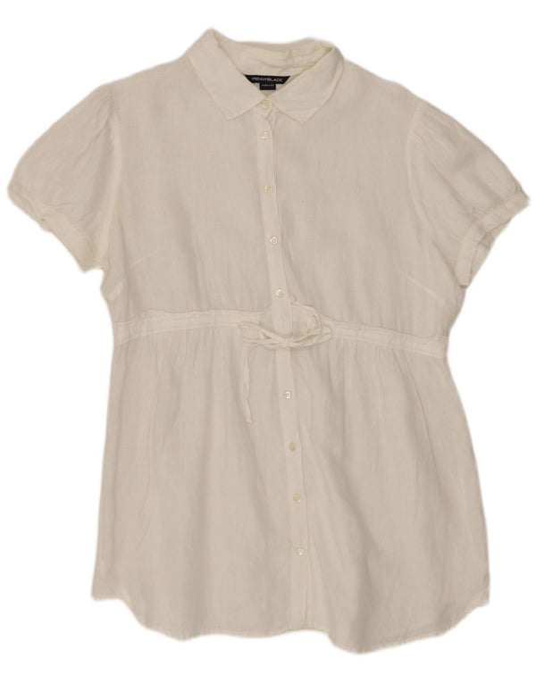 Penny Black Dame Kortærmet Skjorte Bluse UK 18 XL Hvid Linned