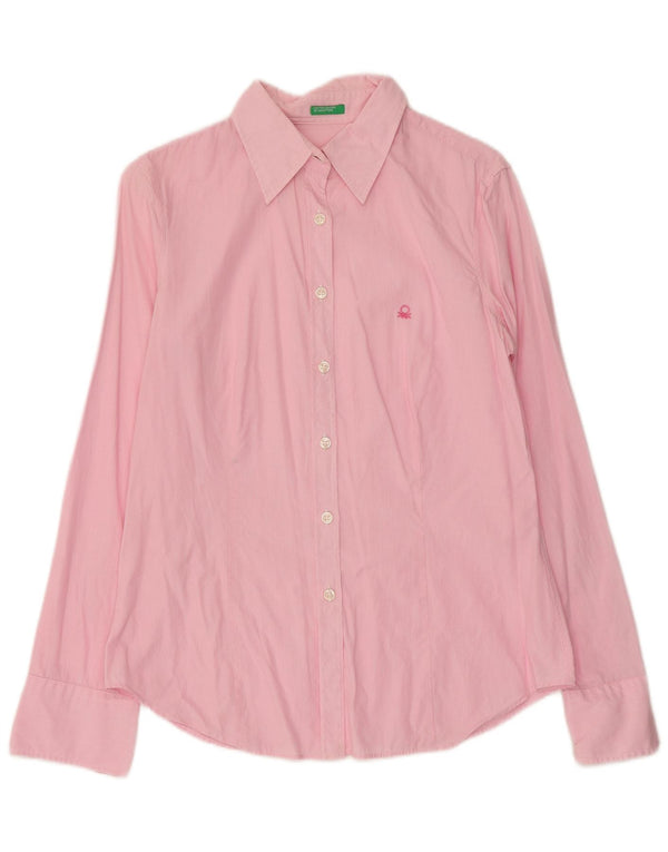 Benetton Dameskjorte UK 12 Medium Pink Pinstripe