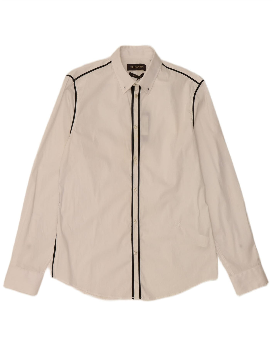 Trussardi herreskjorte str. 40 Medium hvid stribet bomuld