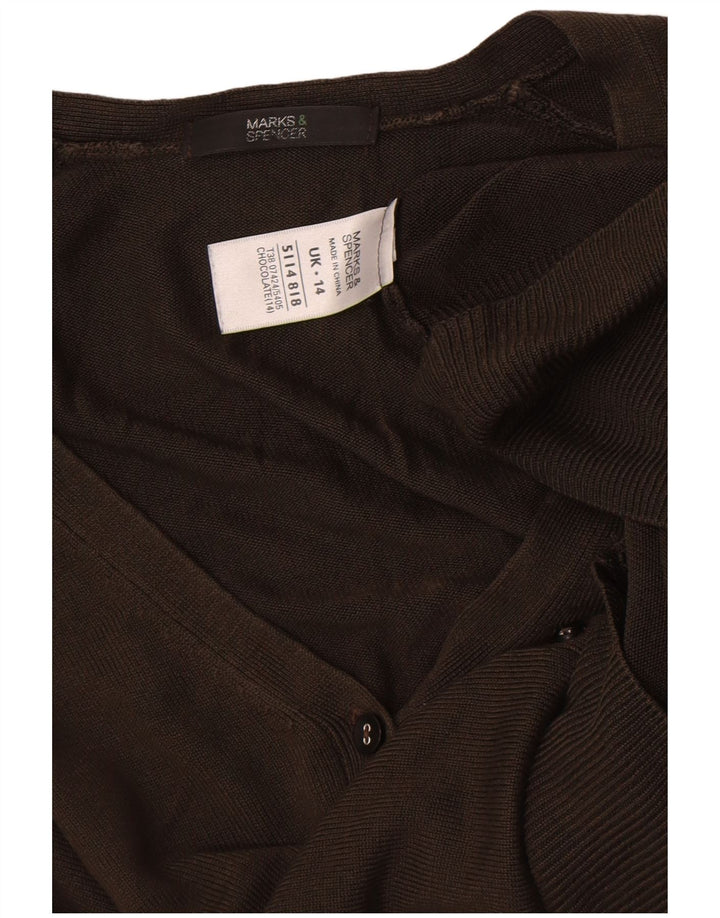 Marks & Spencer Dame Cardigan Sweater UK 14 Stor Khaki Akryl