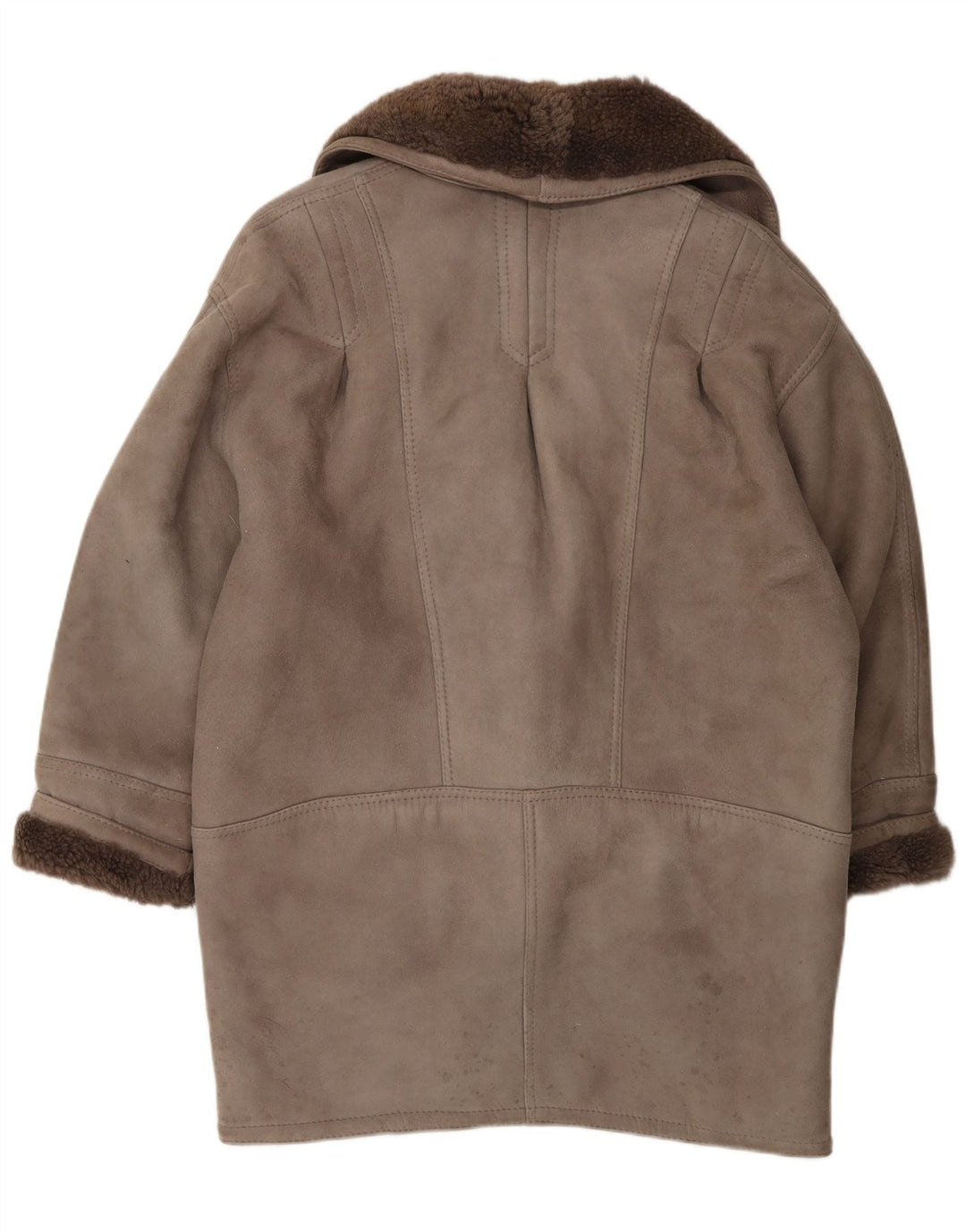 Vintage Dame Oversized Shearling Coat IT 46 Large Grey Shearling