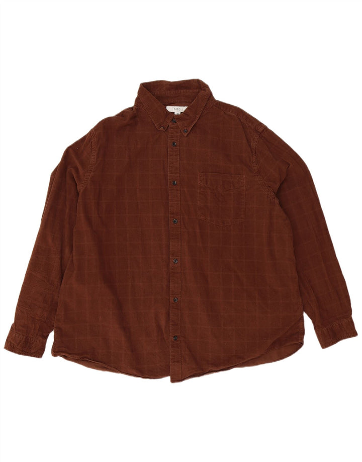 Marks & Spencer herreskjorte 3XL brun ternet bomuld