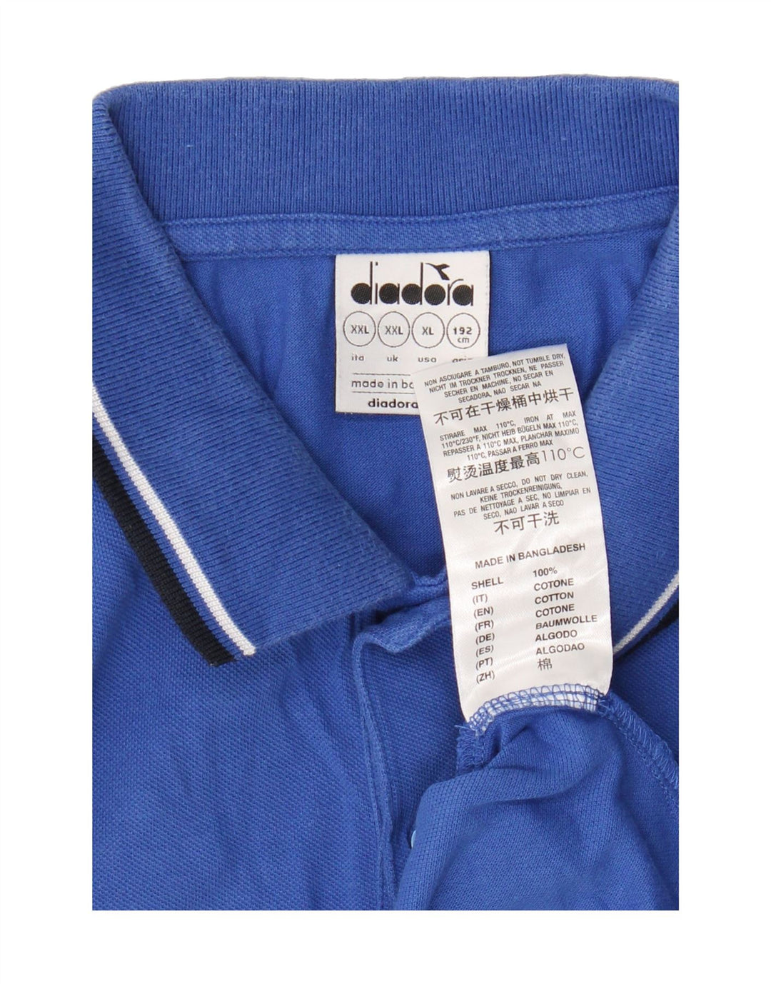 DIADORA Mens Polo Shirt 2XL Blue Cotton Vintage Diadora and Second-Hand Diadora from Messina Hembry 
