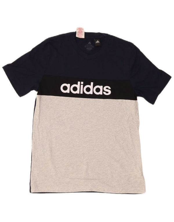 Adidas drenge grafisk t-shirt top 13-14 år marineblå colourblock bomuld