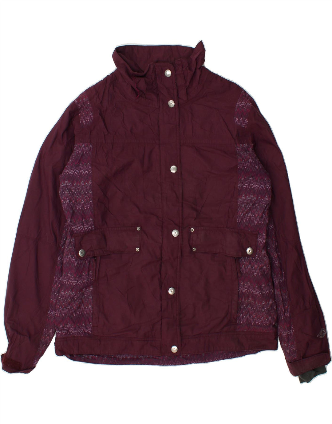 COLUMBIA Womens Windbreaker Jacket UK 16 Large Maroon Chevron Nylon Vintage Columbia and Second-Hand Columbia from Messina Hembry 