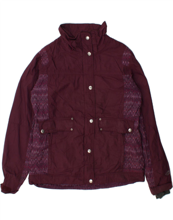 COLUMBIA Womens Windbreaker Jacket UK 16 Large Maroon Chevron Nylon Vintage Columbia and Second-Hand Columbia from Messina Hembry 