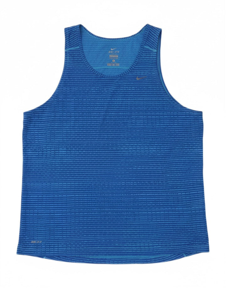 NIKE Womens Dri Fit Vest Top UK 18 XL Blue Striped