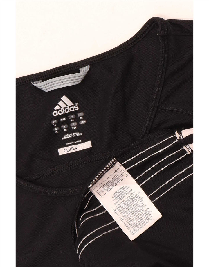 Adidas Dame Climalite T-Shirt Top UK 16 Stor Sort Polyamid