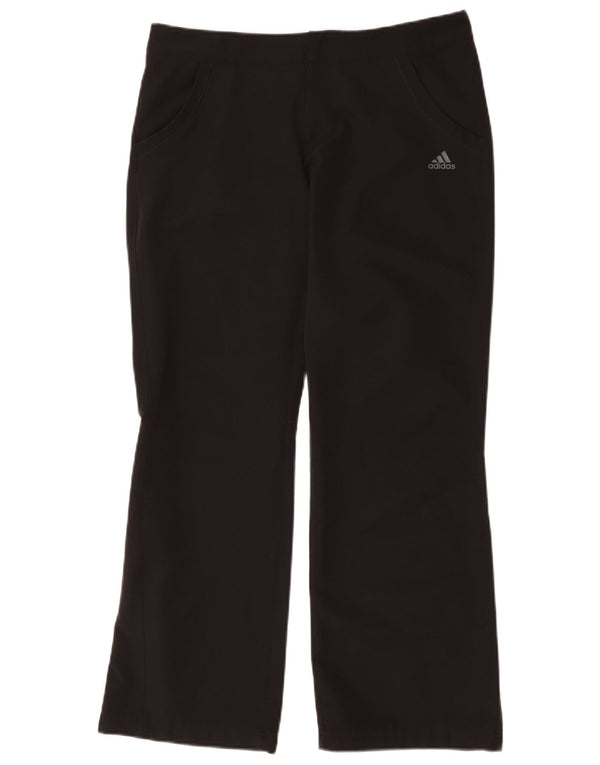 Adidas Womens Wide Leg Casual Trousers UK 14 Large W34 L31 Black Polyester
