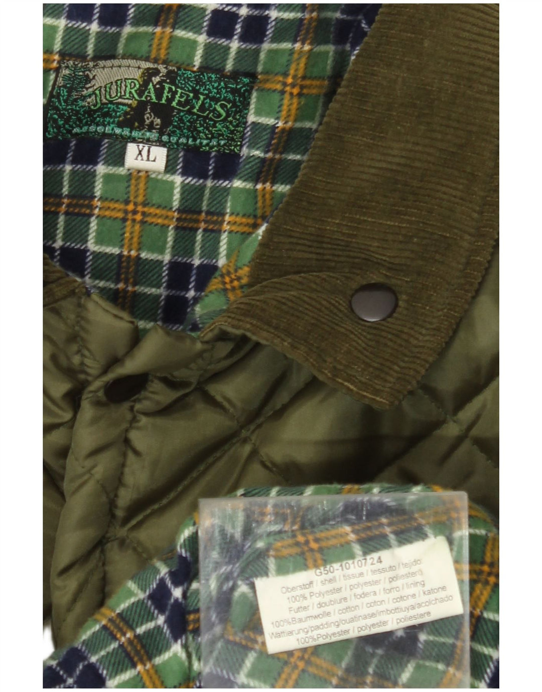 VINTAGE Herre quiltet jakke UK 42 XL Khaki Polyester