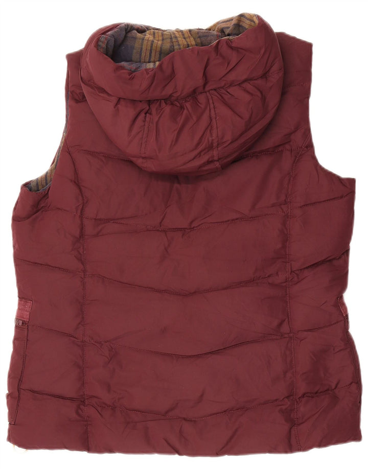 Joules Dame Hætte Polstret Gilet UK 14 Large Maroon Polyester