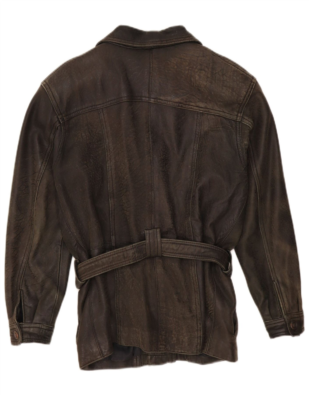 Vintage Dame Læder Oversized Biker Jacket UK 10 Lille brunt læder