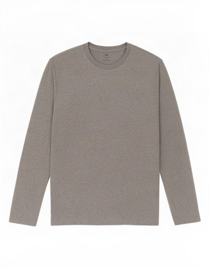 Marks & Spencer Herre Regular Fit Top Langærmet Stor Grå Flecked Bomuld