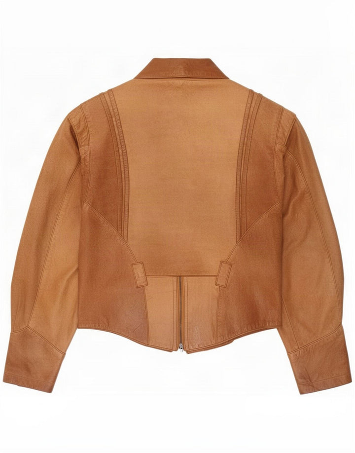 Vintage Dame Læderjakke EU 38 Medium Beige