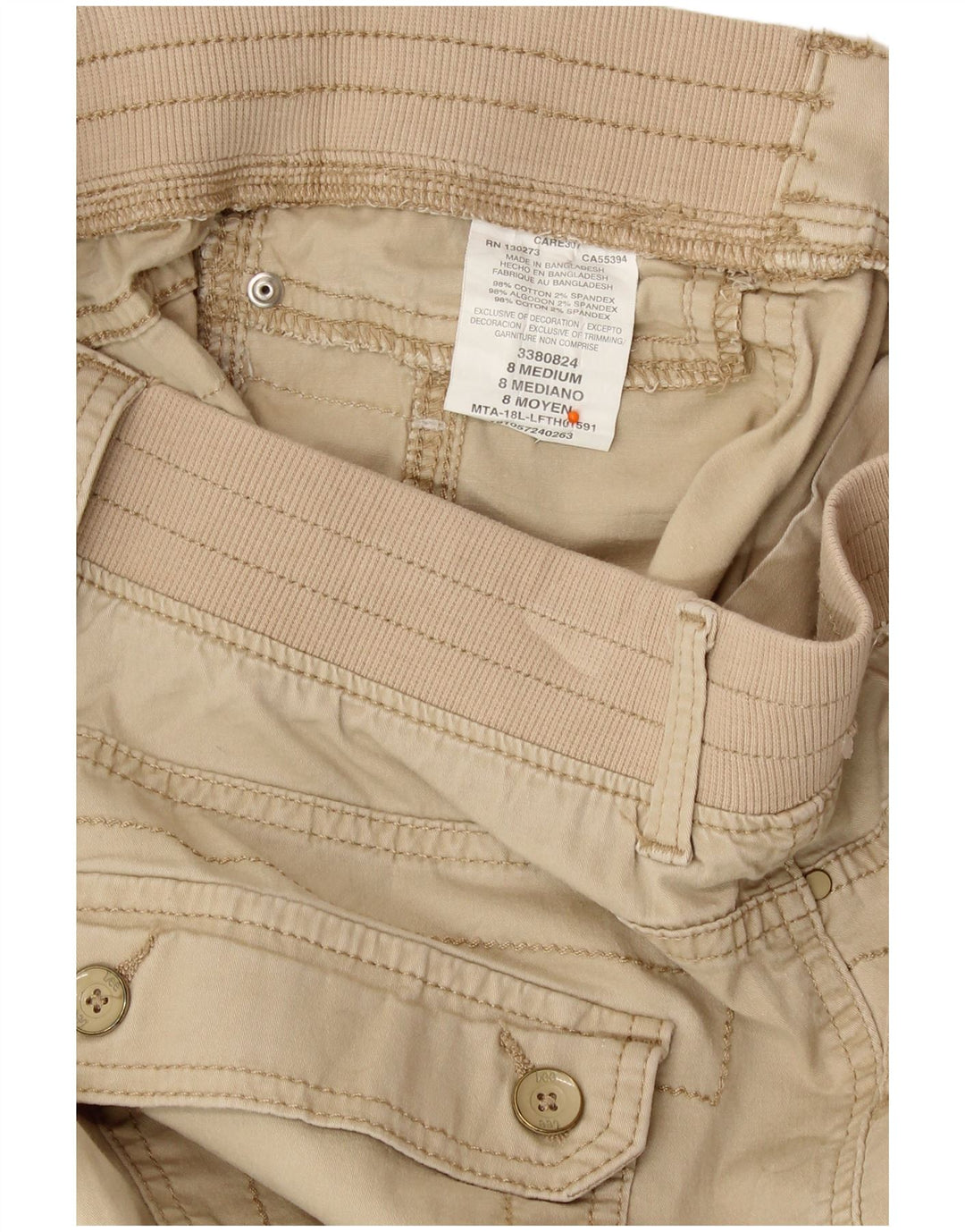 LEE Dame Straight Cargo Capri Bukser US 8 Medium W30 L18 Beige Bomuld
