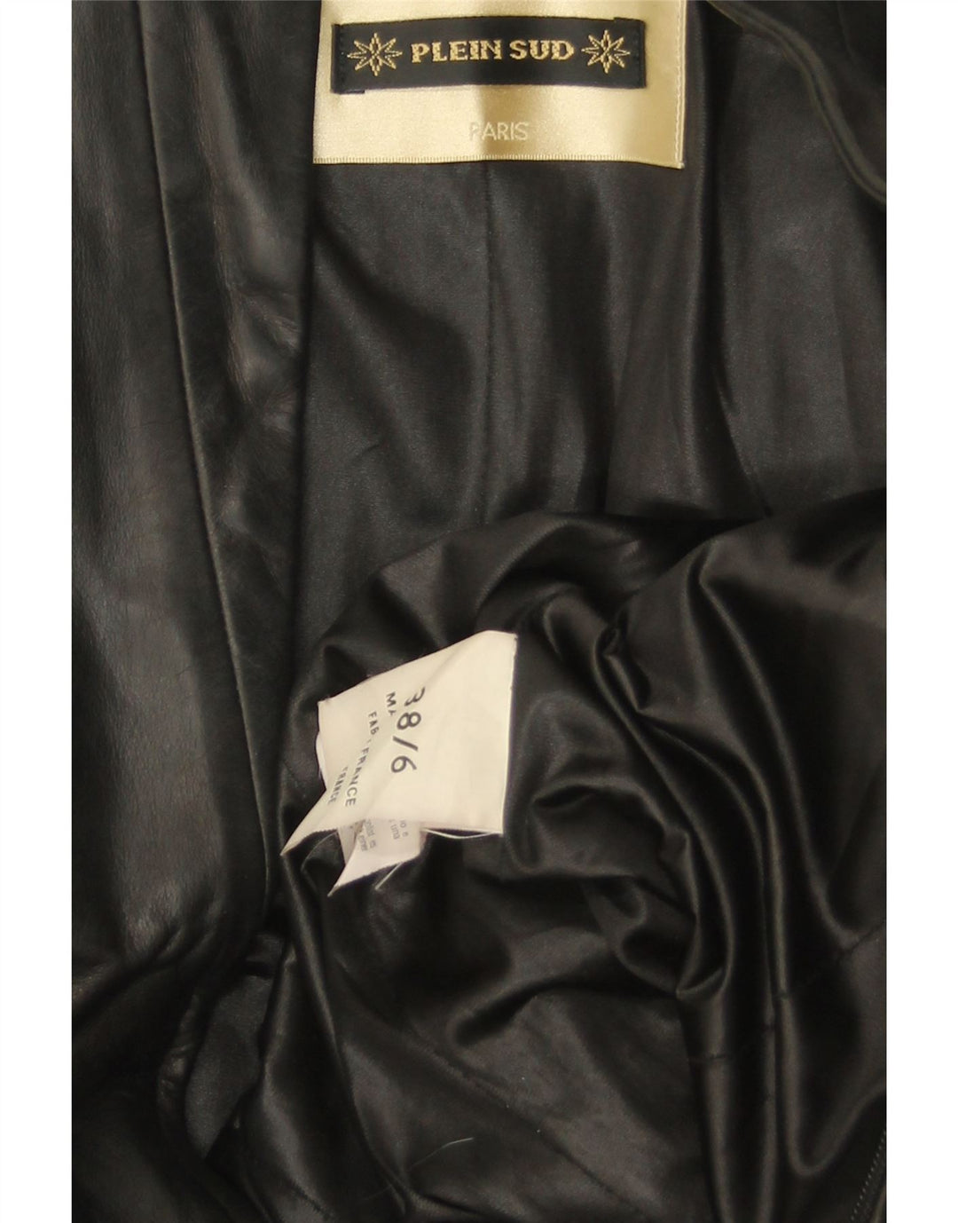 Plein Sud Dame Læderfrakke EU 38 Medium Sort Læder
