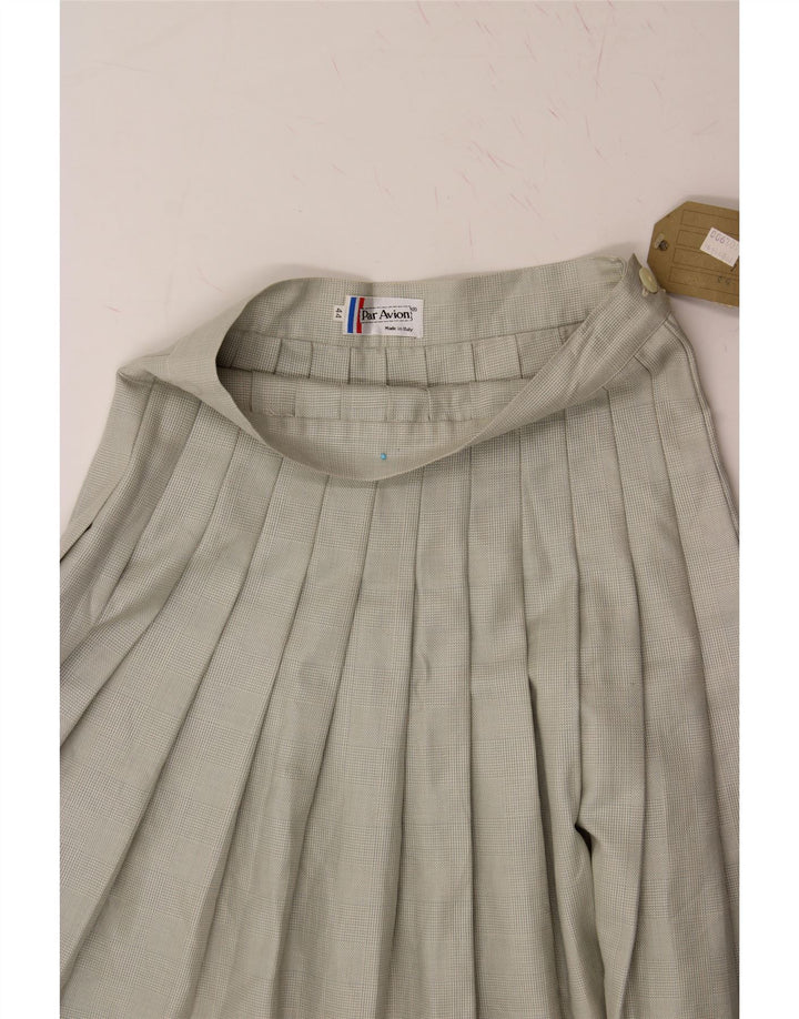 PAR AVION Womens Pleated Skirt IT 44 Medium W28 Grey Check Vintage Par Avion and Second-Hand Par Avion from Messina Hembry 