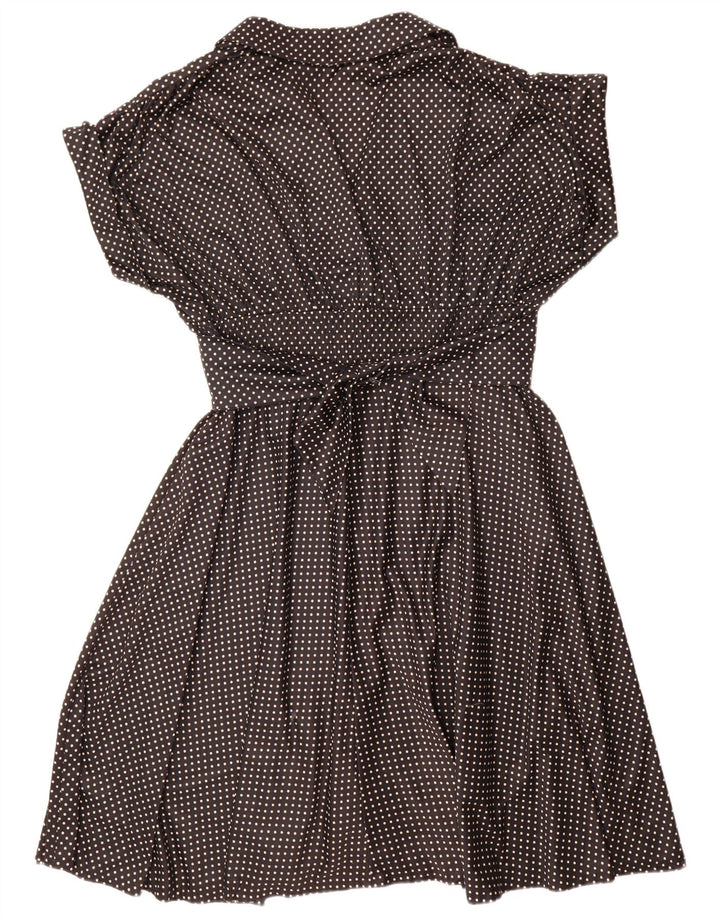 Vintage Dame A-Line Kjole UK 18 XL sort plettet polyester