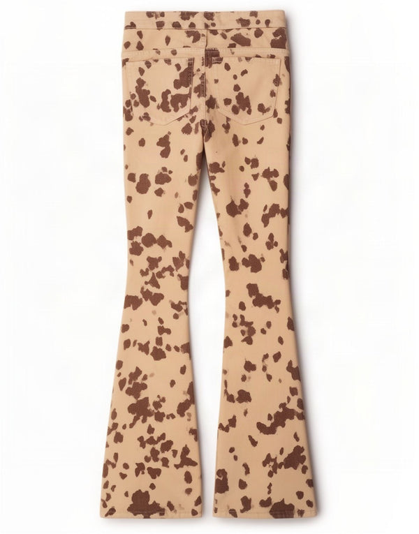 Zara Dame Jeans EU 36 XS W26 L33 Beige Animal Print Bomuld
