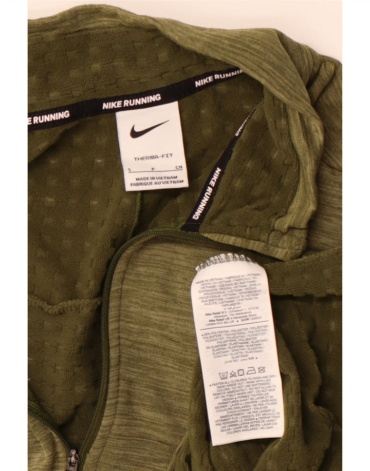 NIKE Herre Therma-Fit Pullover med lynlås-hals Træningsdragt Top Lille Khaki Flecked
