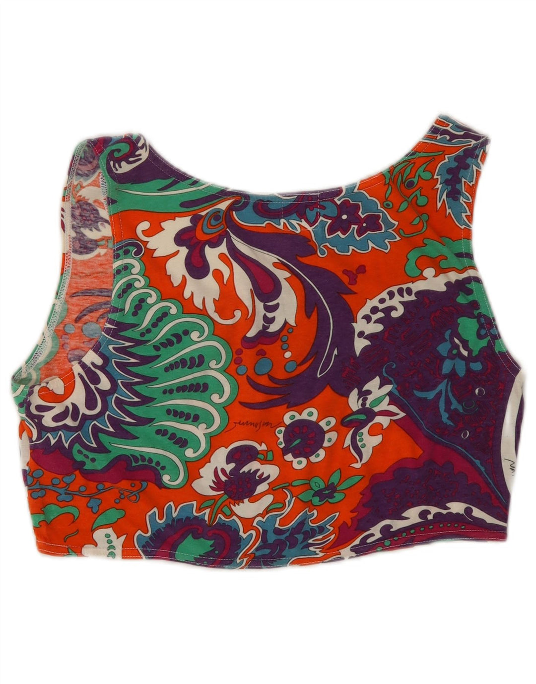 Moschino Womens Crop Top UK 16 Large Multicolor Paisley Cotton