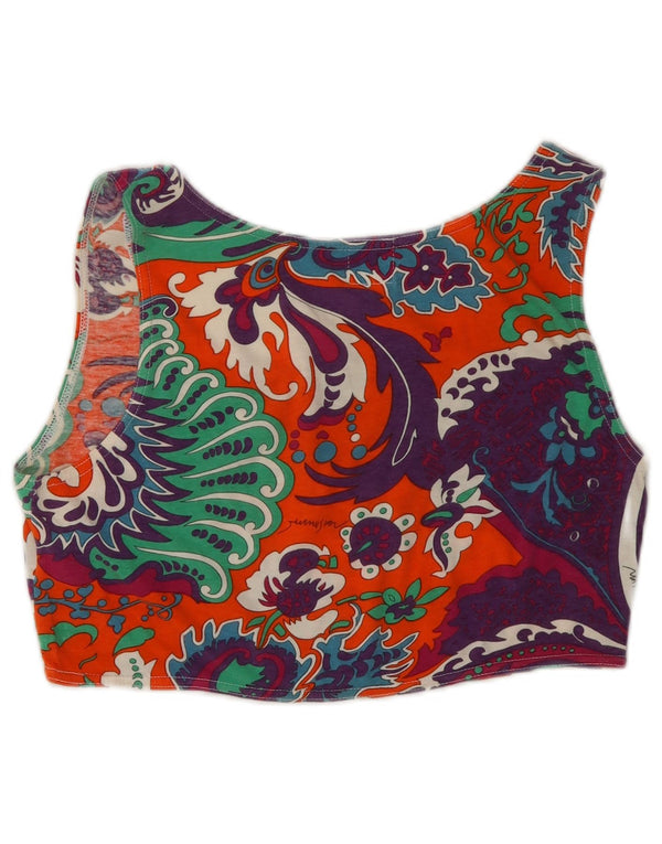 Moschino Womens Crop Top UK 16 Large Multicolor Paisley Cotton