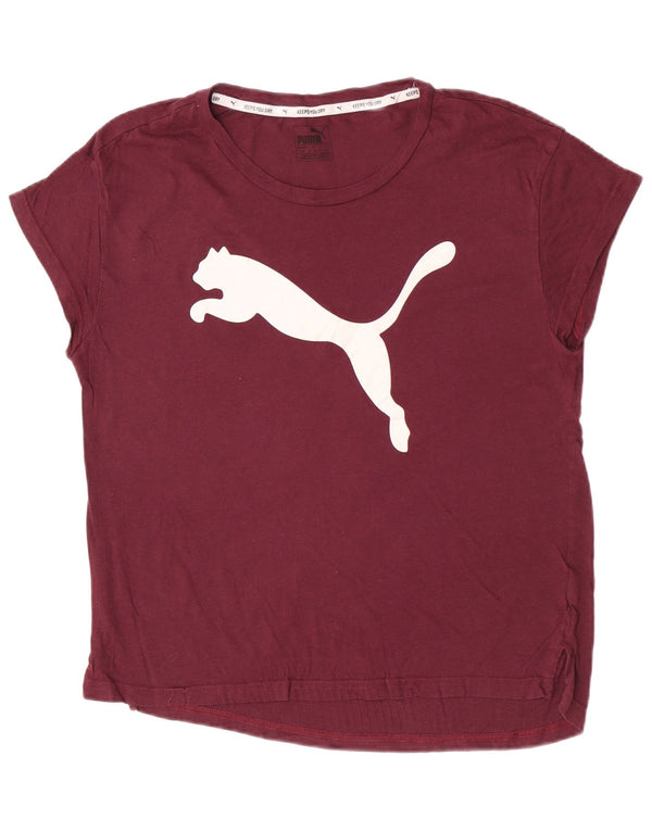Puma Kortærmet Regular Grafisk T-Shirt Top UK 12 Medium Burgundy