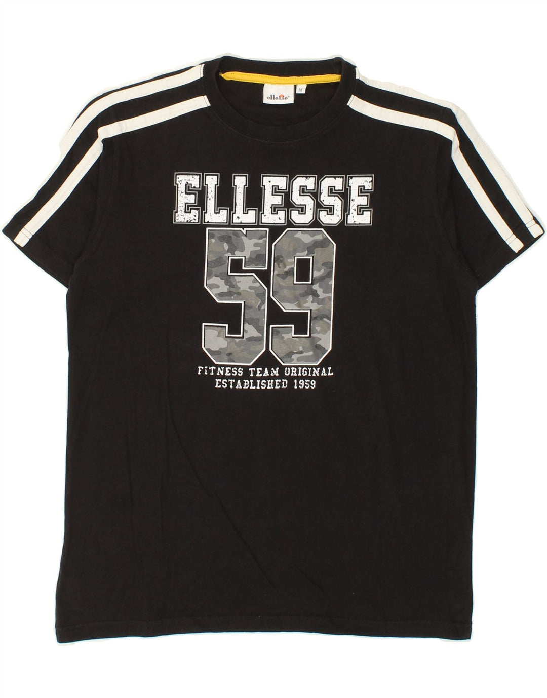 ELLESSE Mens Graphic T-Shirt Top Medium Black Cotton Vintage Ellesse and Second-Hand Ellesse from Messina Hembry 