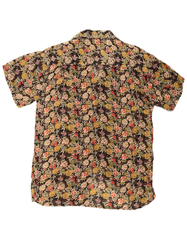 Vintage Kvinders Kortærmet Skjorte Bluse UK 16 Large Multicolored Floral