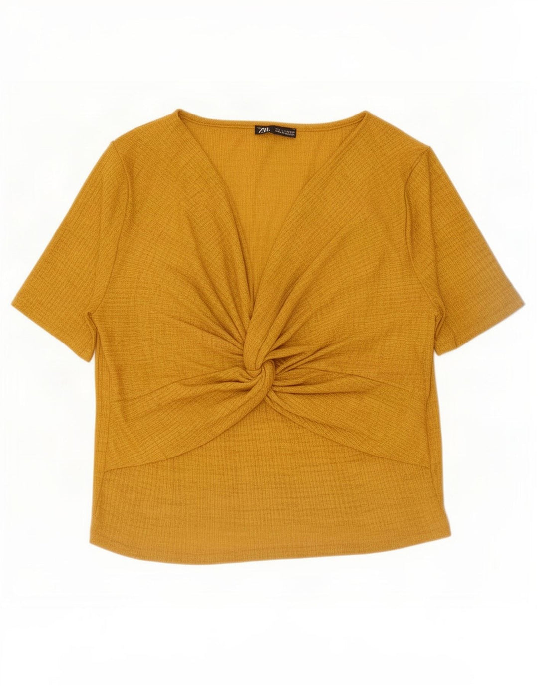 Zara Dame Bluse Top UK 14 Stor Gul Polyester