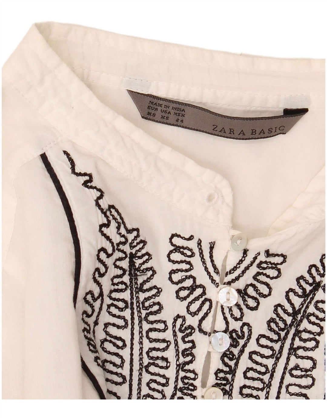 Zara Dame Langærmet Oversized Tunika Top UK 6 XS White Floral