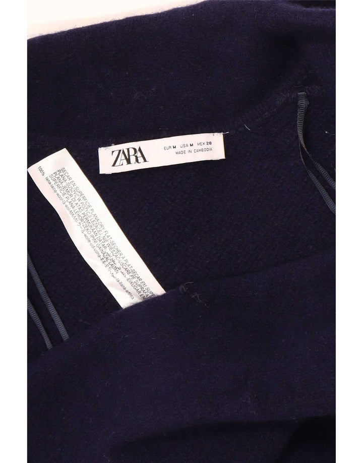 Zara Dame Blazer Jacket UK 14 Medium Navy Blue Wool