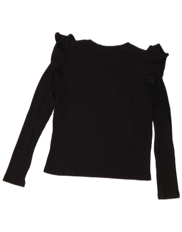 Zara Dame Crop Top Langærmet UK 12 Medium Sort
