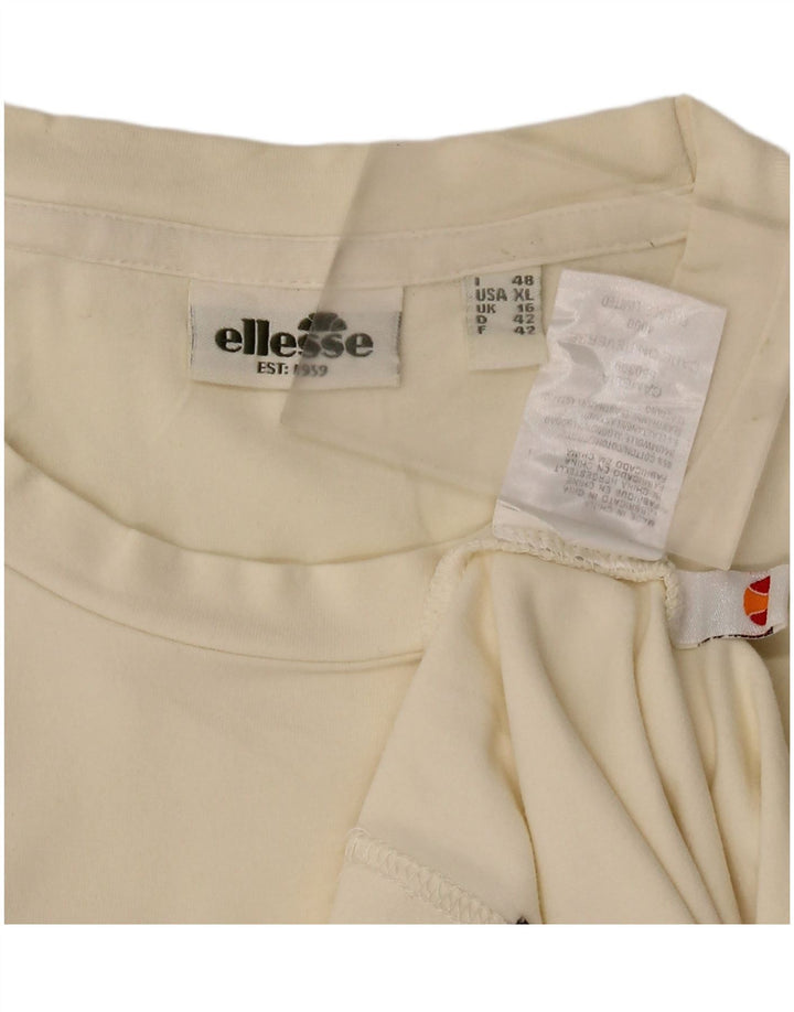 ELLESSE Dame Grafisk Top Langærmet UK 16 Large Off White Bomuld