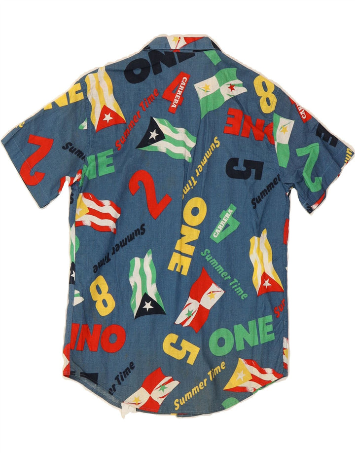CARRERA Boys Graphic Short Sleeve Shirt 9-10 Years Blue Cotton Vintage Carrera and Second-Hand Carrera from Messina Hembry 