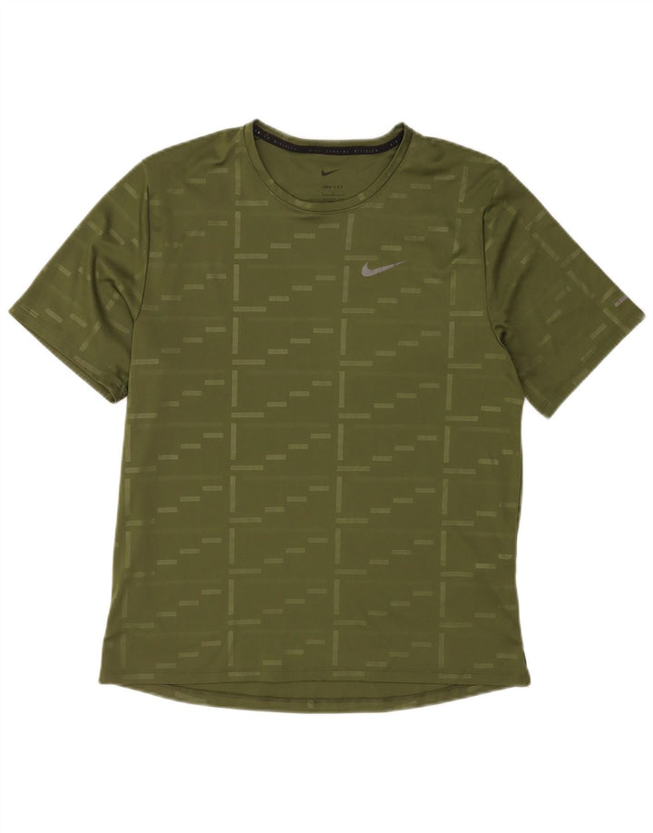 Nike Herre Dri Fit T-shirt Top Stor grøn geometrisk polyester