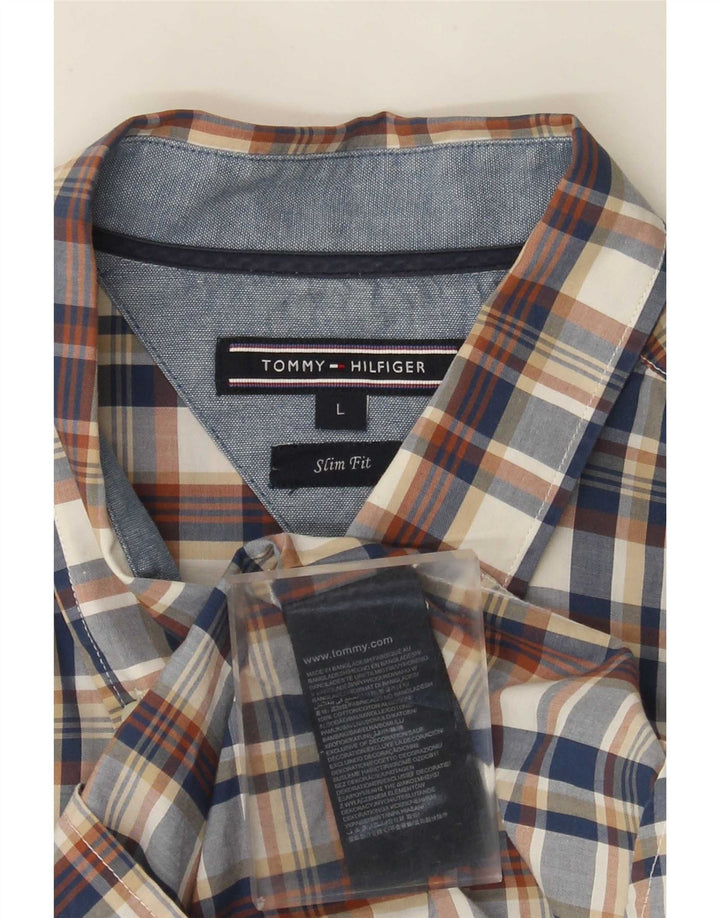 Tommy Hilfiger Kortærmet Slim Fit-skjorte til mænd Stor flerfarvet ternet