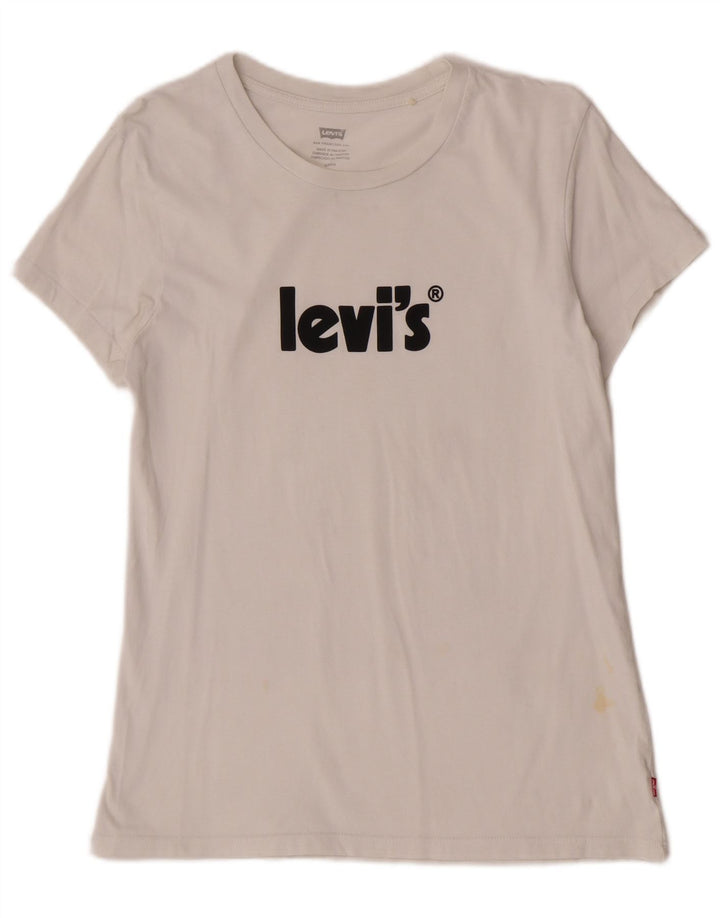 Levi's Dame Grafisk T-Shirt Top UK 10 Small White