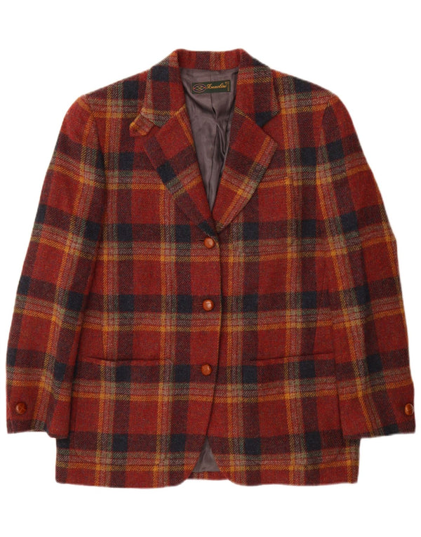 Lanolini Dame 3-knaps blazerjakke IT 42 Medium brun ternet uld