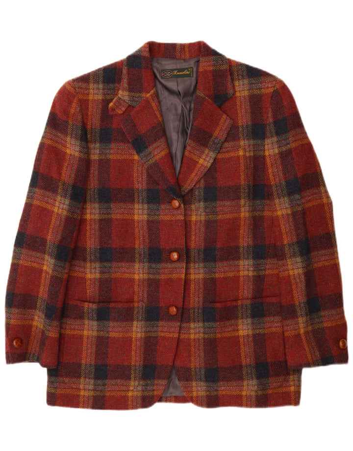 Lanolini Dame 3-knaps blazerjakke IT 42 Medium brun ternet uld