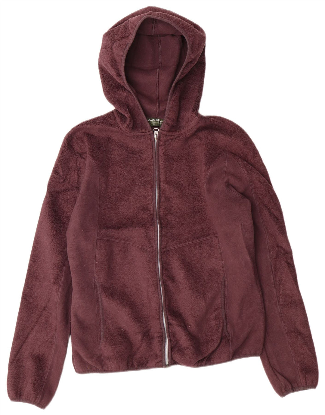 EDDIE BAUER Dame Hættejakke i fleece UK 14 Medium Burgundy Polyester