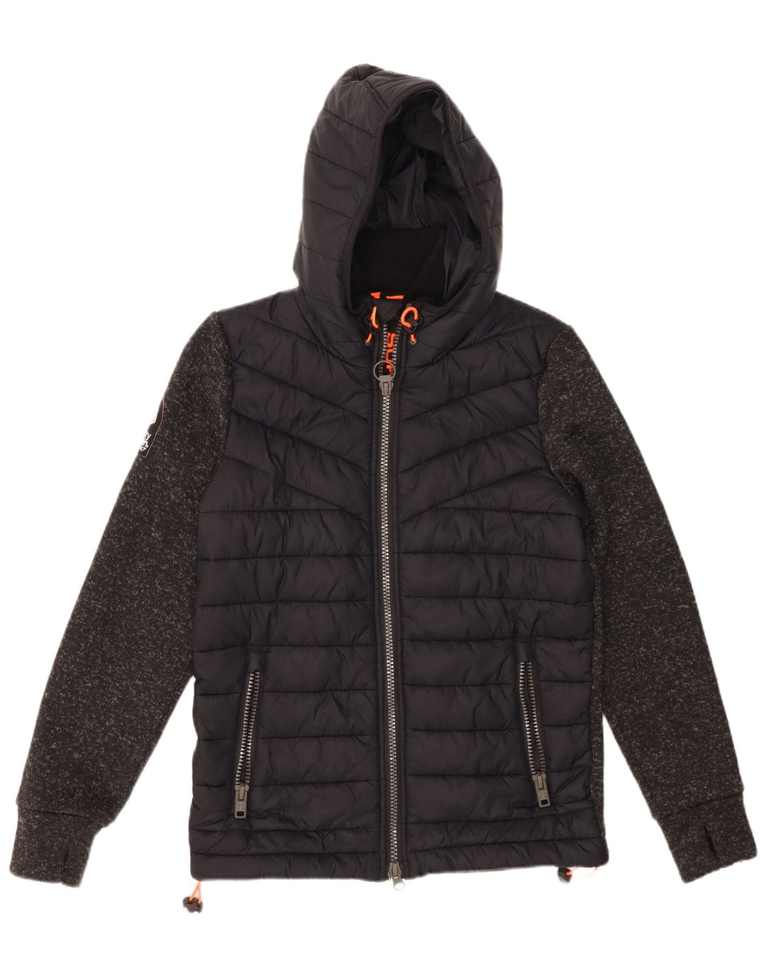 SUPERDRY Polstret jakke med hætte til mænd UK 38 Medium Sort Colourblock Nylon